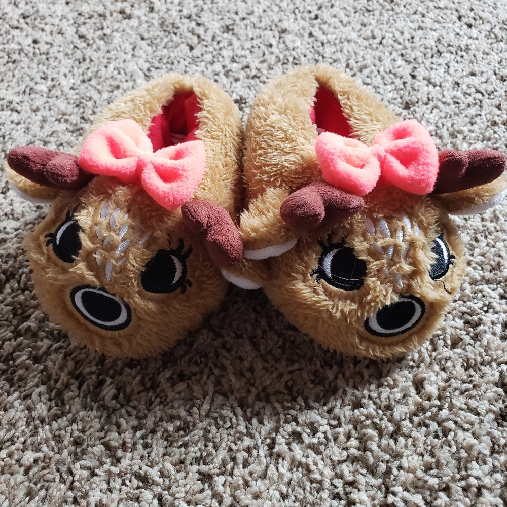 Girl's Christmas Reindeer Slippers